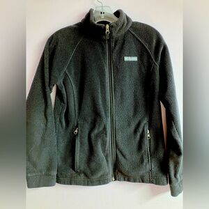 Columbia Fleece Jacket, Large Youth, Black, Full Front Zipper